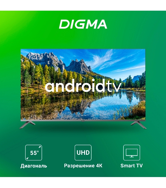 Телевизор Digma 55' DM-LED55UBB41 темно-серебристый LED UHD 60Hz Android TV