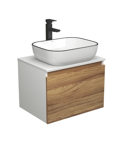 Комплект для ванной, 3 предмета (тумба Bau Dream Blackwood 60 + раковина BAU Stil Black Rand 50х40, белая, смеситель высокий Hotel Black)