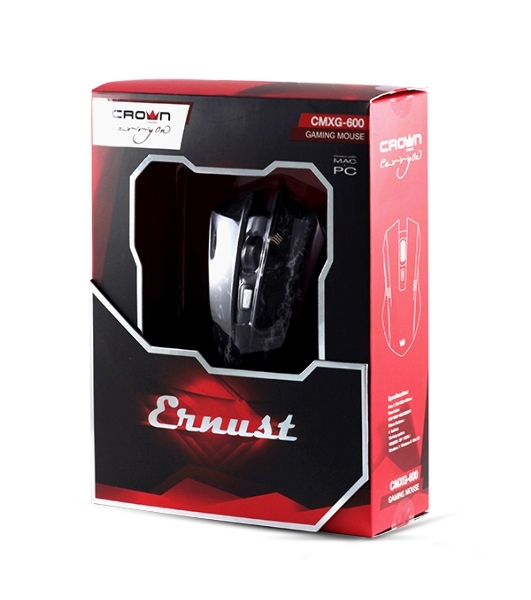 Мышь проводная Crown Gaming CMXG-600 черный, 2200 dpi, USB, кнопки - 6
