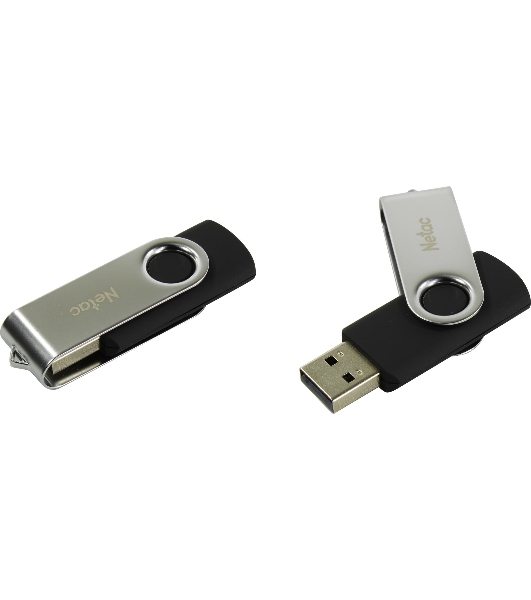 Флешка USB Netac U505 (NT03U505N-064G-20BK), 64Gb, USB 2.0, R/W 70/30, черный/серебристый