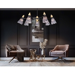 Люстра Ambrella light LH58116/7 BK/LW/SM черный/светлое дерево/дымчатый E14*7 max 40W D750*390, фото 1