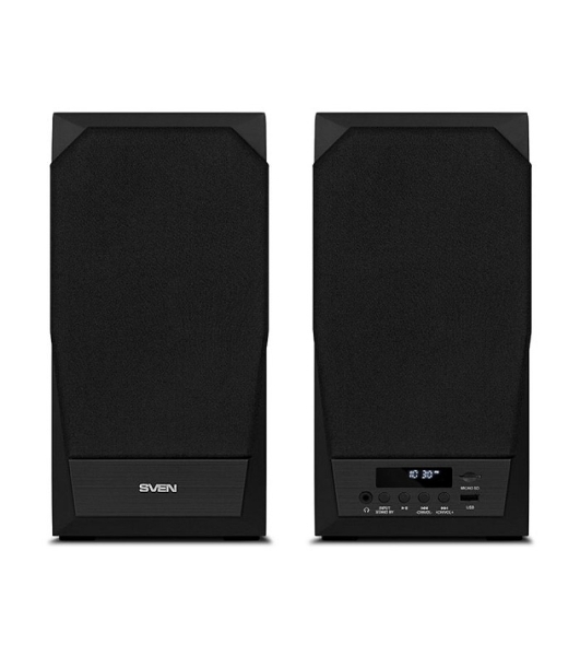 Акустическая система 2.0 SVEN MC-20, черный, мощность 2x45Вт (RMS), FM-тюнер, USB/microSD, дисплей, пульт ДУ, Bluetooth, Optical SVEN MC-20, черный, акустическая система 2.0, мощность 2x45Вт (RMS), FM-тюнер, USB/microSD, дисплей, пульт ДУ, Bluetooth, Optical