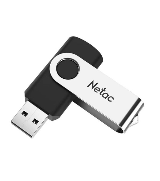 Флешка USB Netac U505 (NT03U505N-064G-20BK), 64Gb, USB 2.0, R/W 70/30, черный/серебристый