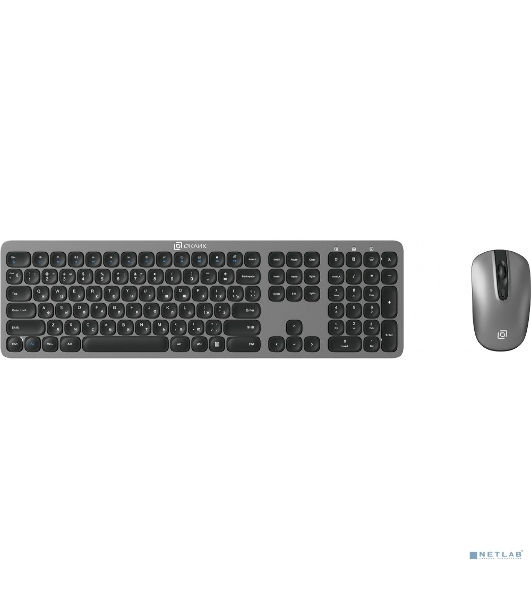 Комплект клавиатура+мышь Oklick 300M беспроводной, USB, 1600 DPI, серый/чёрный