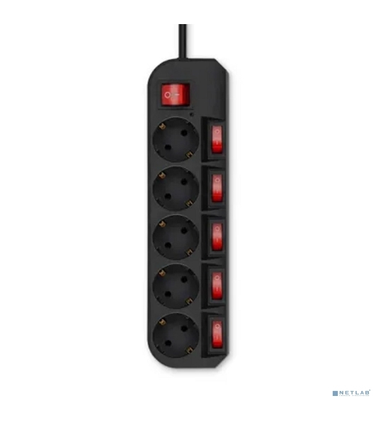 Сетевой фильтр Buro 500SH-3-SW-B 3 м, 5 розеток, черный, коробка