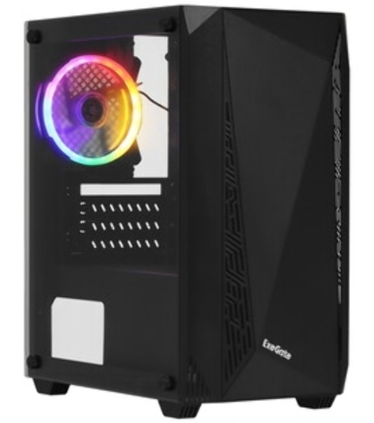 Компьютерный корпус Minitower ExeGate EX294384RUS Mistery R2 (mATX, без БП, 2*USB+1*USB 3.0, аудио, черный, 1 вент. 12см с RGb подсветкой и полоса на передней панели, боковая панель - закаленное стекло)