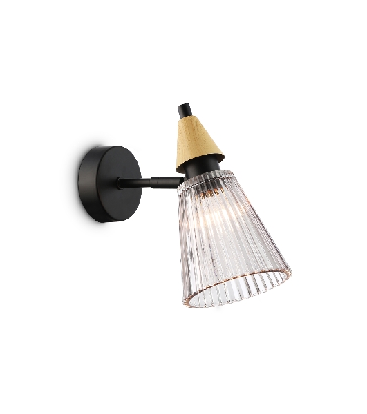 Настенный светильник Ambrella light LH58118 BK/LW/SM черный/светлое дерево/дымчатый E14 max 40W 180*110*200