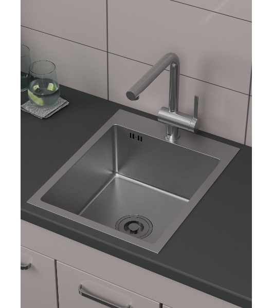 Мойка кухонная из нержавеющей стали BAU SOUL КТ4050S SATIN, сифон EASY CLEAN в комплекте.