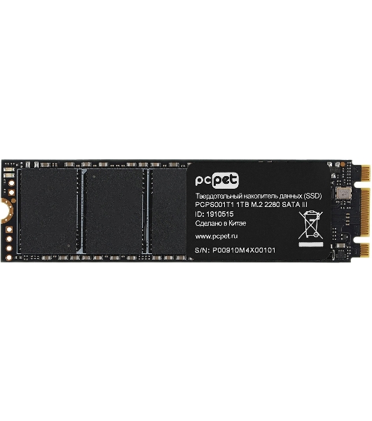 Накопитель SSD PC PET PCPS001T1, 1Tb, SATA, M.2 2280, R/W 500/450