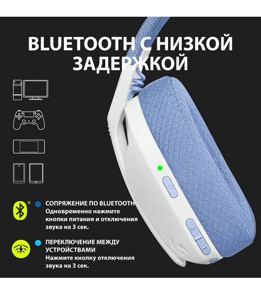 Гарнитура Logitech G435 белый, беспроводная, Bluetooth/USB, до 18 ч