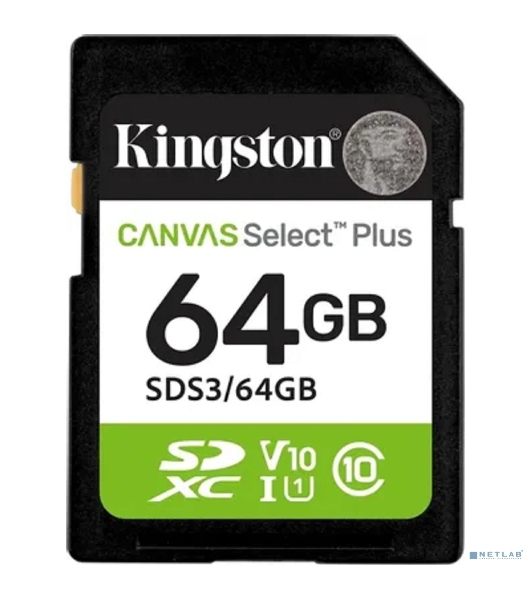 Флеш карта SDXC 64Gb Kingston SDS3/64Gb Canvas Select Plus w/o adapter