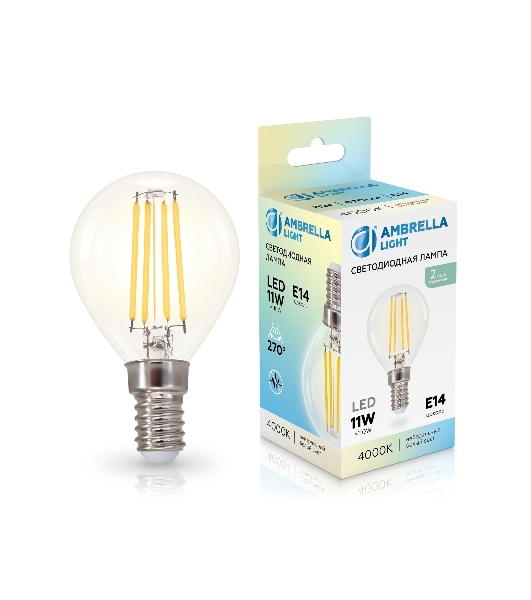 Лампа светодиодная 451134 Filament LED P45 11W E14 4000K 220-240V