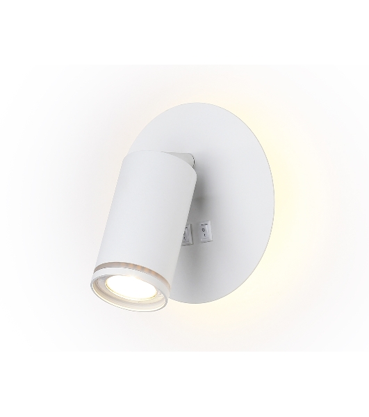Настенный светильник с выключателем Ambrella light FW2462 WH белый GU10 max 12W+LED 4200K 7W D145*150