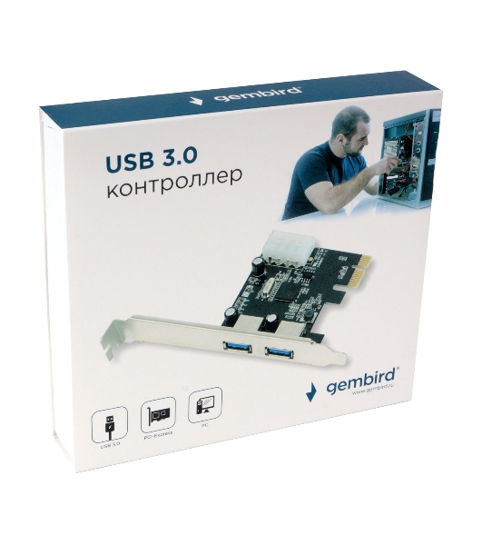 Контроллер USB Gembird SPCR-01, в PCI, порты: 2 внешн. USB 3.0