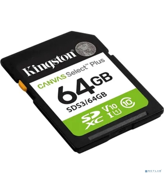 Флеш карта SDXC 64Gb Kingston SDS3/64Gb Canvas Select Plus w/o adapter