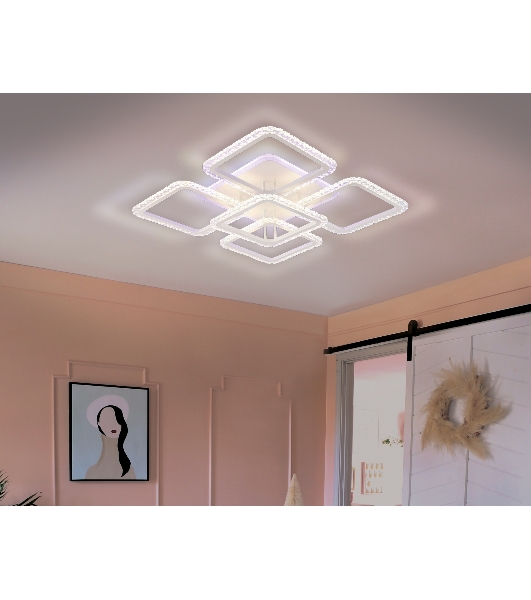 Потолочный светодиодный светильник FA5301 WH белый 140W 770*770*130 (ПДУ РАДИО 2.4)
