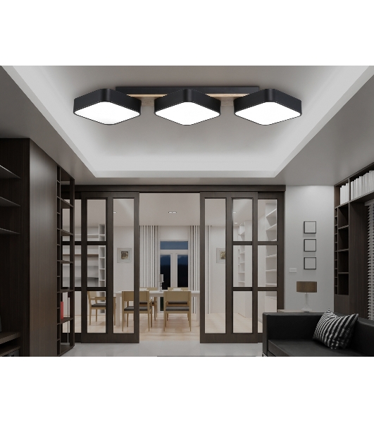 Светильник Ambrella light FL4878/3 BK/WD черный/дерево 54W 3000-6000K 680*200*70 (без ПДУ)