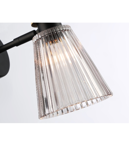 Настенный светильник Ambrella light LH58118 BK/LW/SM черный/светлое дерево/дымчатый E14 max 40W 180*110*200