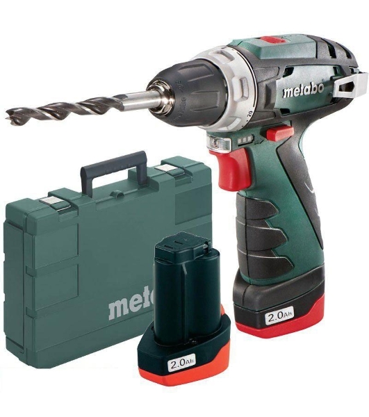 Дрель-шуруповерт Metabo PowerMaxx BS, 12 В, 2 Ач, 34 Нм, щеточный