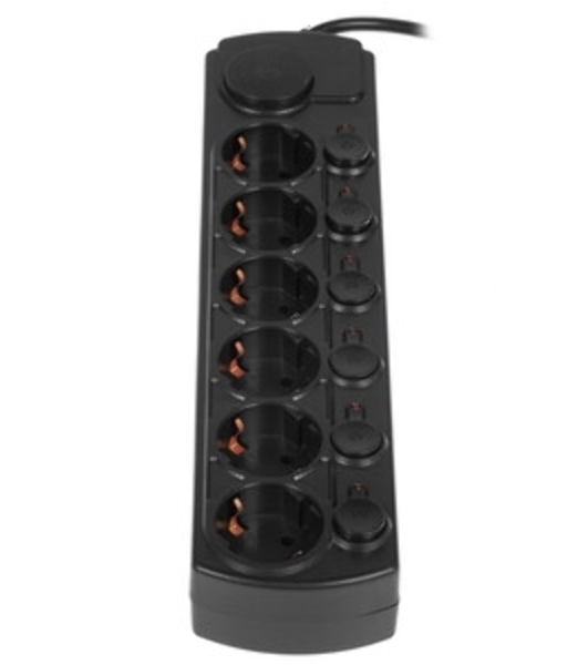 Сетевой фильтр Ippon BK-6-EU-5-10-B 5 м, 6 розеток, черный, коробка