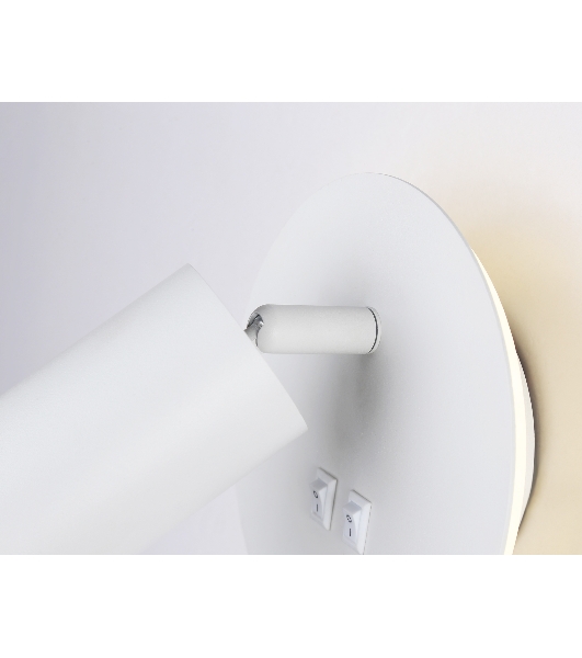 Настенный светильник с выключателем Ambrella light FW2462 WH белый GU10 max 12W+LED 4200K 7W D145*150