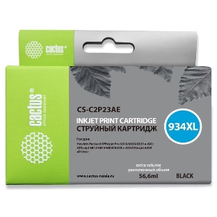 Картридж струйный Cactus CS-C2P23AE №934XL черный (30 мл) для HP DJ Pro 6230/6830