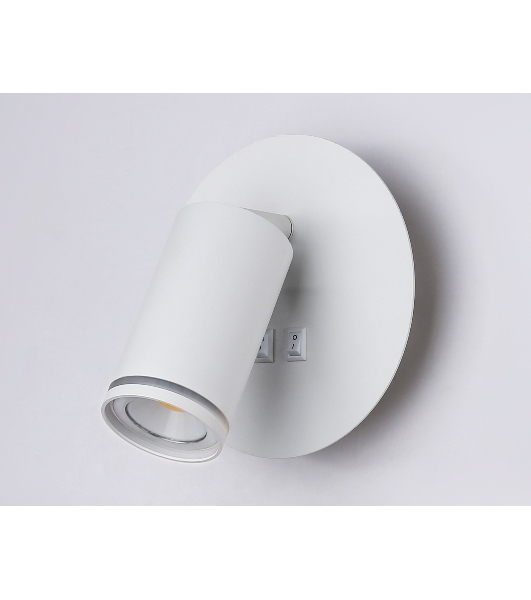 Настенный светильник с выключателем Ambrella light FW2462 WH белый GU10 max 12W+LED 4200K 7W D145*150