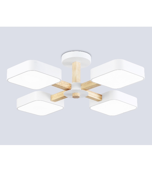 Светильник Ambrella light FL4879/4 WH/WD белый/дерево 72W 3000-6000K D610*160 (без ПДУ)
