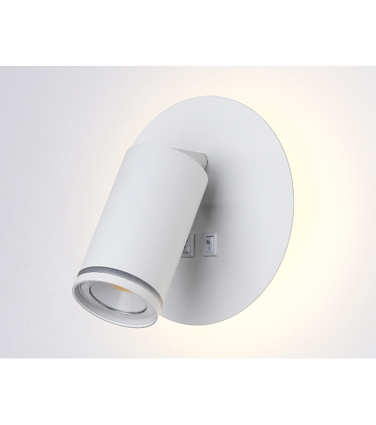 Настенный светильник с выключателем Ambrella light FW2462 WH белый GU10 max 12W+LED 4200K 7W D145*150