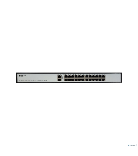 Коммутатор неуправляемый PoE ORIGO OS1226P/285W/A1A 24x100Base-TX PoE+, 2x1000Base-T, PoE-бюджет 285 Вт, корпус металл