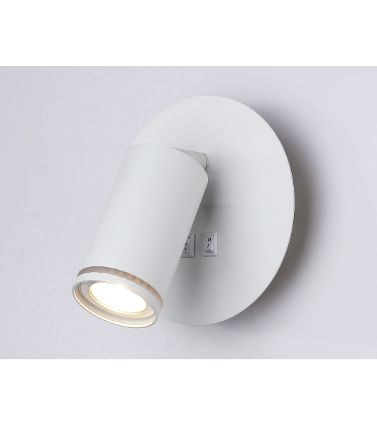 Настенный светильник с выключателем Ambrella light FW2462 WH белый GU10 max 12W+LED 4200K 7W D145*150