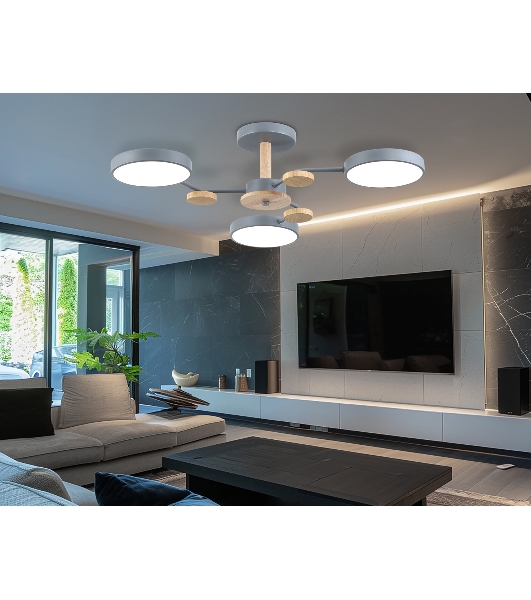 Светильник Ambrella light FL4856/3 GR/WD серый/дерево 54W 3000-6000K D660*170 (без ПДУ)