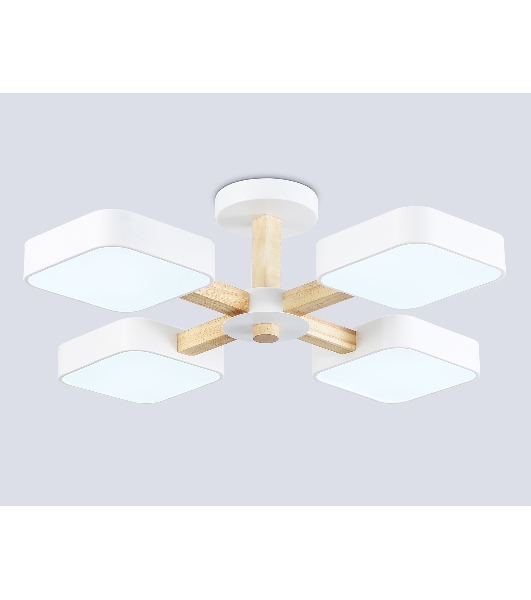 Светильник Ambrella light FL4879/4 WH/WD белый/дерево 72W 3000-6000K D610*160 (без ПДУ)