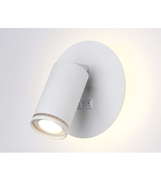 Настенный светильник с выключателем Ambrella light FW2462 WH белый GU10 max 12W+LED 4200K 7W D145*150