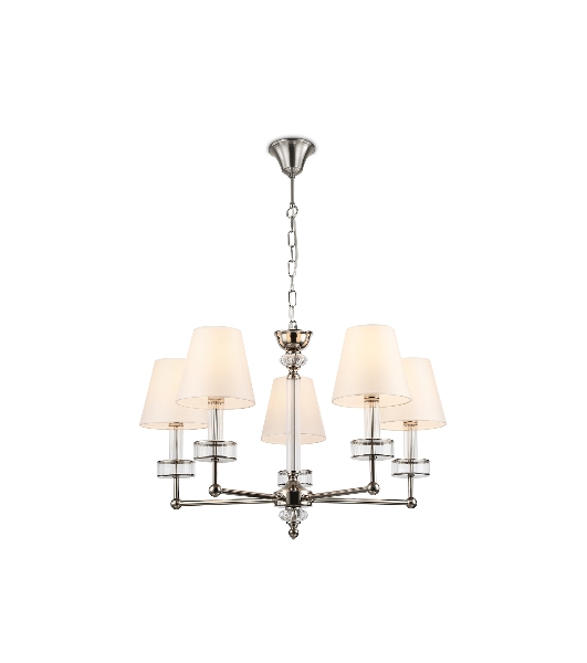 Люстра Ambrella light LH71001/5 BN/WH никель/белый E14*5 max 40W D670*1130