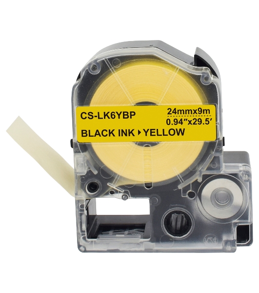 Картридж ленточный Cactus CS-LK6YBP черный шрифт, желтый фон (24 мм, 9 м) для Epson LW700/LW600P/LW1000P/Z700/Z900