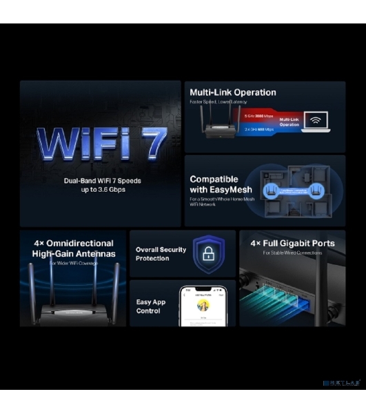 Двухдиапазонный роутер Wi-Fi 7 Mercusys MR25BE BE3600