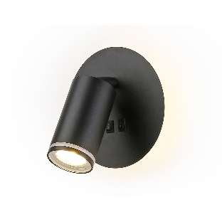 Настенный светильник с выключателем Ambrella light FW2463 BK черный GU10 max 12W+LED 4200K 7W D145*150