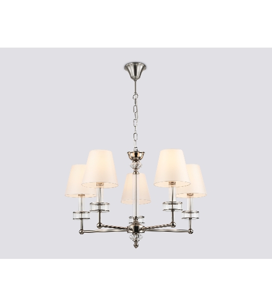 Люстра Ambrella light LH71001/5 BN/WH никель/белый E14*5 max 40W D670*1130