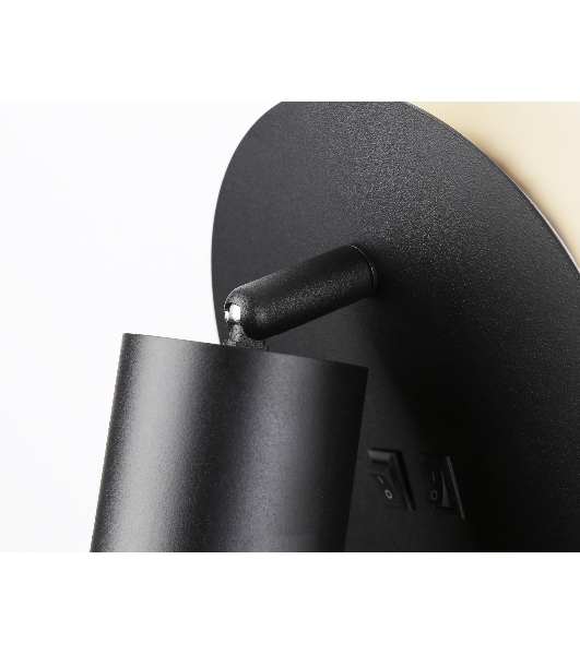 Настенный светильник с выключателем Ambrella light FW2463 BK черный GU10 max 12W+LED 4200K 7W D145*150