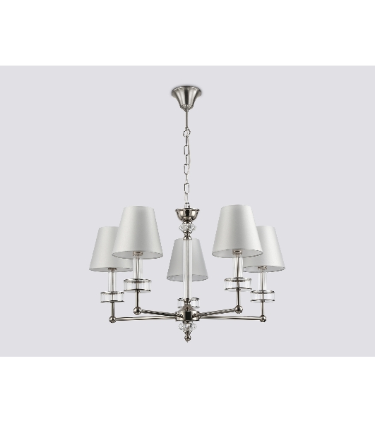 Люстра Ambrella light LH71001/5 BN/WH никель/белый E14*5 max 40W D670*1130