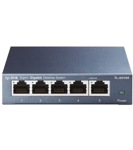 Коммутатор TP-Link SOHO TL-SG105 5-port Desktop Gigabit Switch, 5 10/100/1000M RJ45 ports, metal case