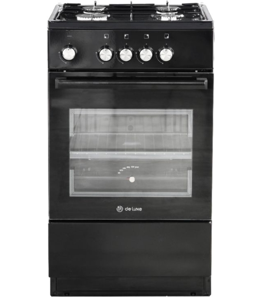 Плита газовая De Luxe 5040.48Г (Щ)-011 черный, конфорок 4 шт, духовка 46 л, 50 см x 85 см x 50 см
