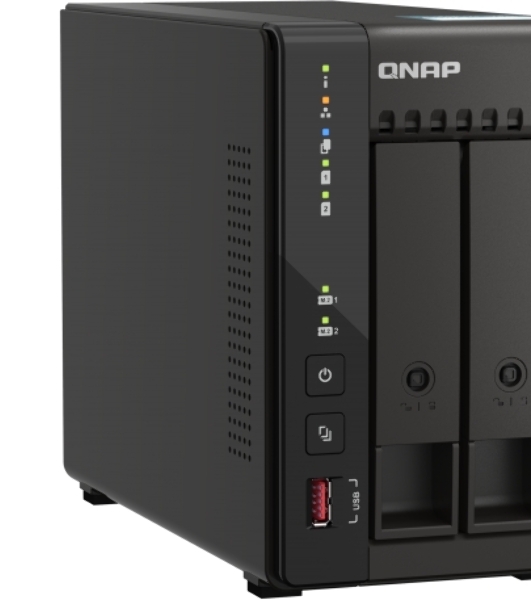SMB QNAP TS-253E-8G NAS, 2-tray w/o HDD. 2xHDMI-port. 4-core Celeron J6412 2-2.6 GHz, 8Gb DDR, 2x2.5Gb LAN, 2 x M.2 2280 PCIe Gen 3 x2, 2x USB 3.2 Gen 2 (10Gbps) Port, 2x USB 2.0 port