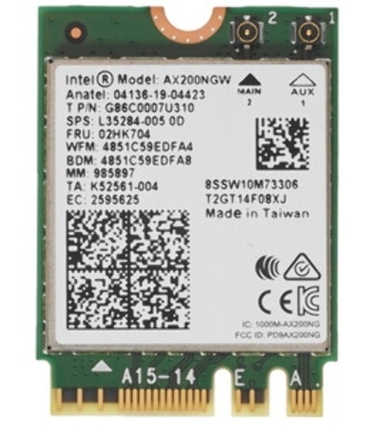 Плата сетевого контроллера Intel Wi-Fi 6 AX200, 2230, 2x2 AX+BT, No vPro, 985927