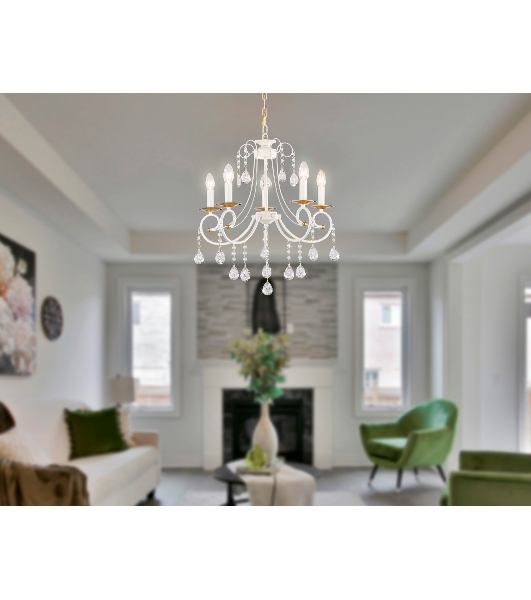 Светильник Ambrella light TR4916/5 WH/GD белый/золото E14/5 max 40W D550*860