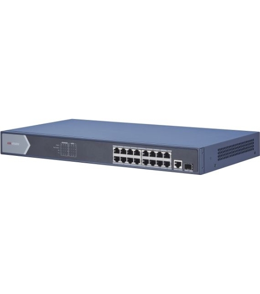 Коммутатор Hikvision DS-3E0518P-E/M, 16×1 Гбит/с PoE + 1×1 Гбит/с RJ45 + 1×1 Гбит/с SFP, неуправляемый