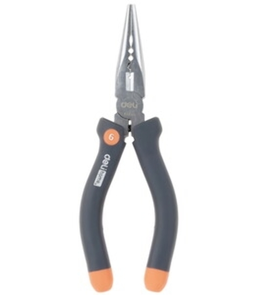 Удлиненные плоскогубцы 'Home Series Gray' Deli HT2106C 160мм, эксклюзивный дизайн, рукоятка из высококачественного софттач пластика