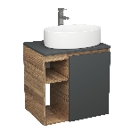 Тумба Bau Dream Blackwood 60 правая, графит, раковина BAU Nimb 50х36, смеситель для раковины высокий Hotel Still, нержавеющая сталь, фото5