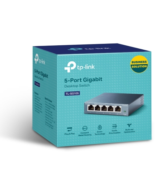 Коммутатор TP-Link SOHO TL-SG105 5-port Desktop Gigabit Switch, 5 10/100/1000M RJ45 ports, metal case